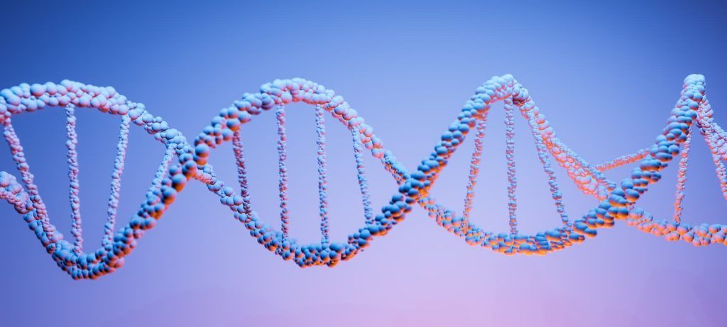 a dna strand with blue balls